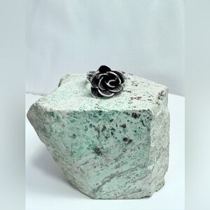 Silpada Rare HTF Sterling Silver Electro Form Rose Ring - Size 6